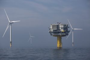 Transformatorstation windmolenpark op zee