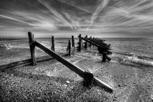 HDR in zwart/wit (Spurn Point in Yorkshire, Engeland)